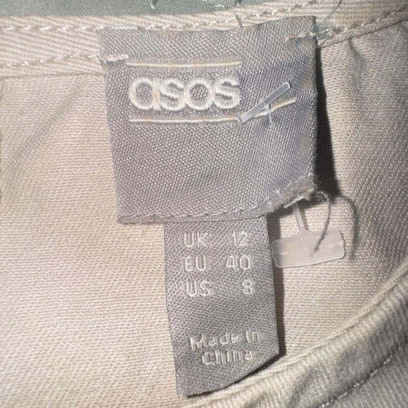 ASOS DESIGN tan Casual Cotton Gathered Waist Tiered Mini Dress. Size 8 NWOT - Picture 10 of 12